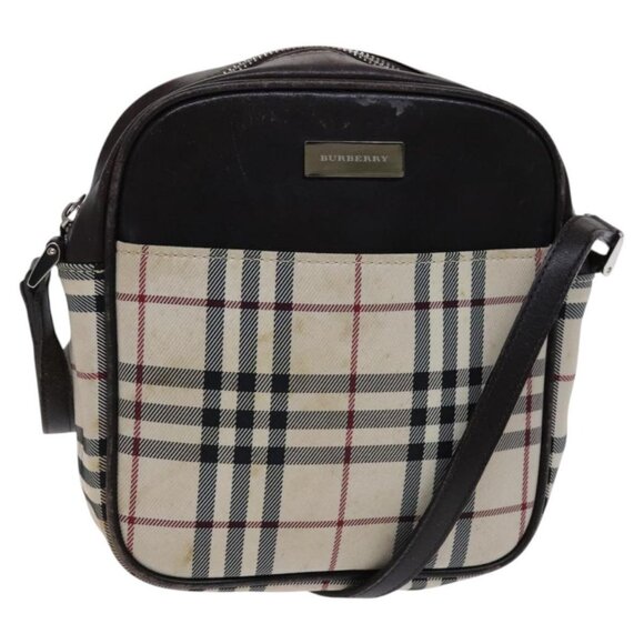 BURBERRY Nova Check Shoulder Bag Canvas Beige Auth KD202 - Picture 1 of 16